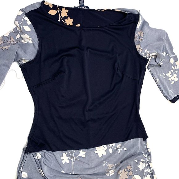 Chaps Floral Ruched 3/4 Sleeves Sheath Dress Size M - Picture 10 of 11